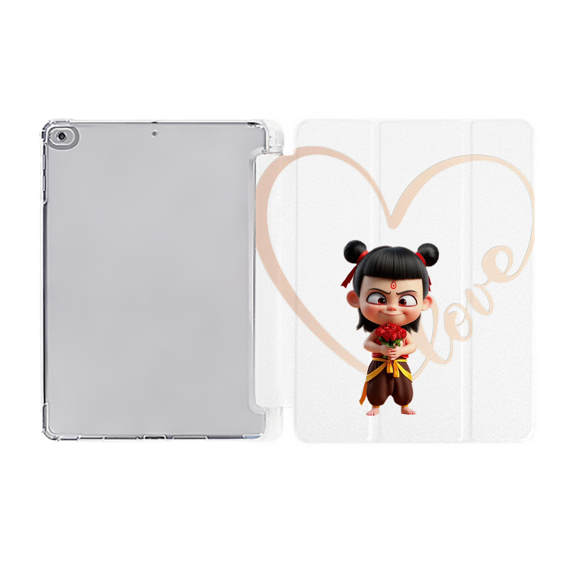 （画像用） Ne Zha 2 ナタ 魔童の大暴れ IPad ケース ペン収納付き 三つ折りスタンド PUレザー×シリコン 対応機種9.5/10.5/10.9インチ